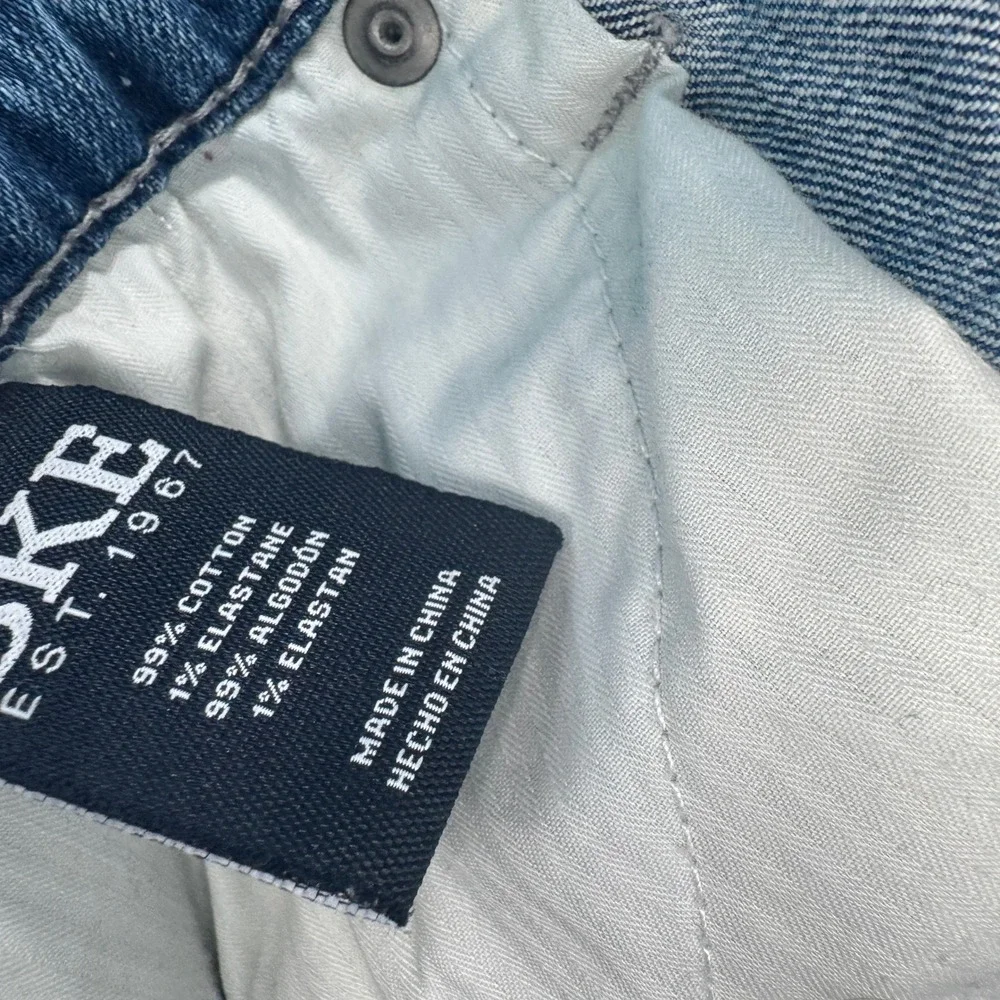 BKE Jake Straight Jeans Mens 33x34 Blue‎ Distressed Ripped Denim Stretch Pants